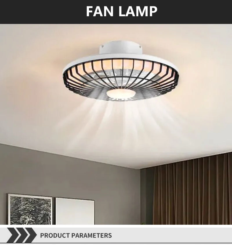 Low Noise Modern Indoor Bedroom Decorative Smart Control Dimmable LED Ceiling Fan