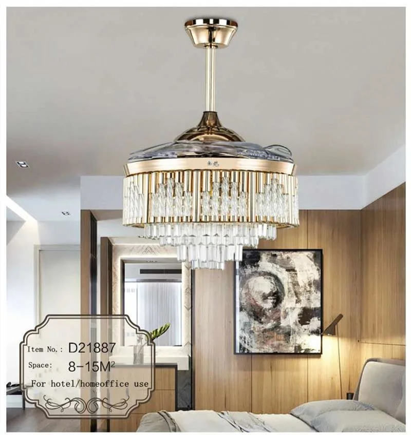 Nordic Luxury Interior Decoration Lamp Bedroom Crystal LED Ceiling Fan