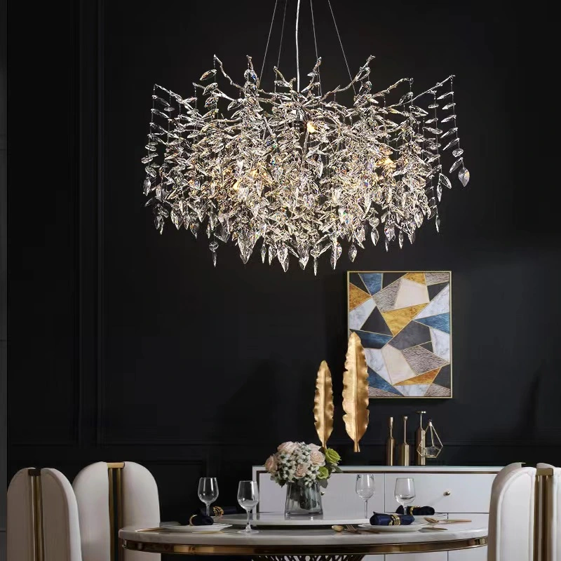 Light Luxury Modern Simple Living Room Crystal Creative Personality Tree Chandelier.