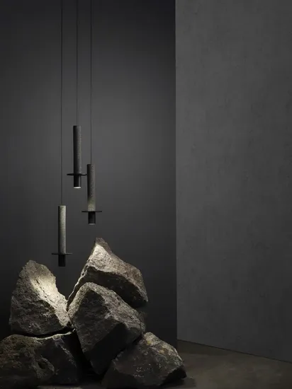Lampada a sospensione a LED dal design moderno in cemento nero per la casa