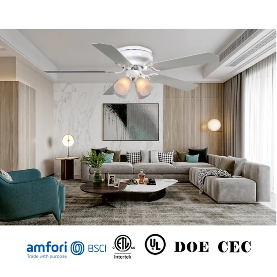 Ventilatore da soffitto DC moderno per interni con lama in compensato da 52 pollici con ventilatore con telecomando