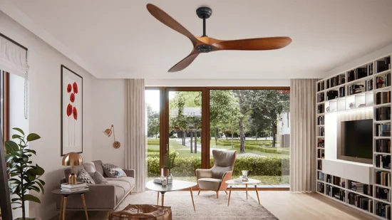 2023 Il nuovissimo ventilatore da soffitto BLDC in legno con 5 velocità della ventola e telecomando